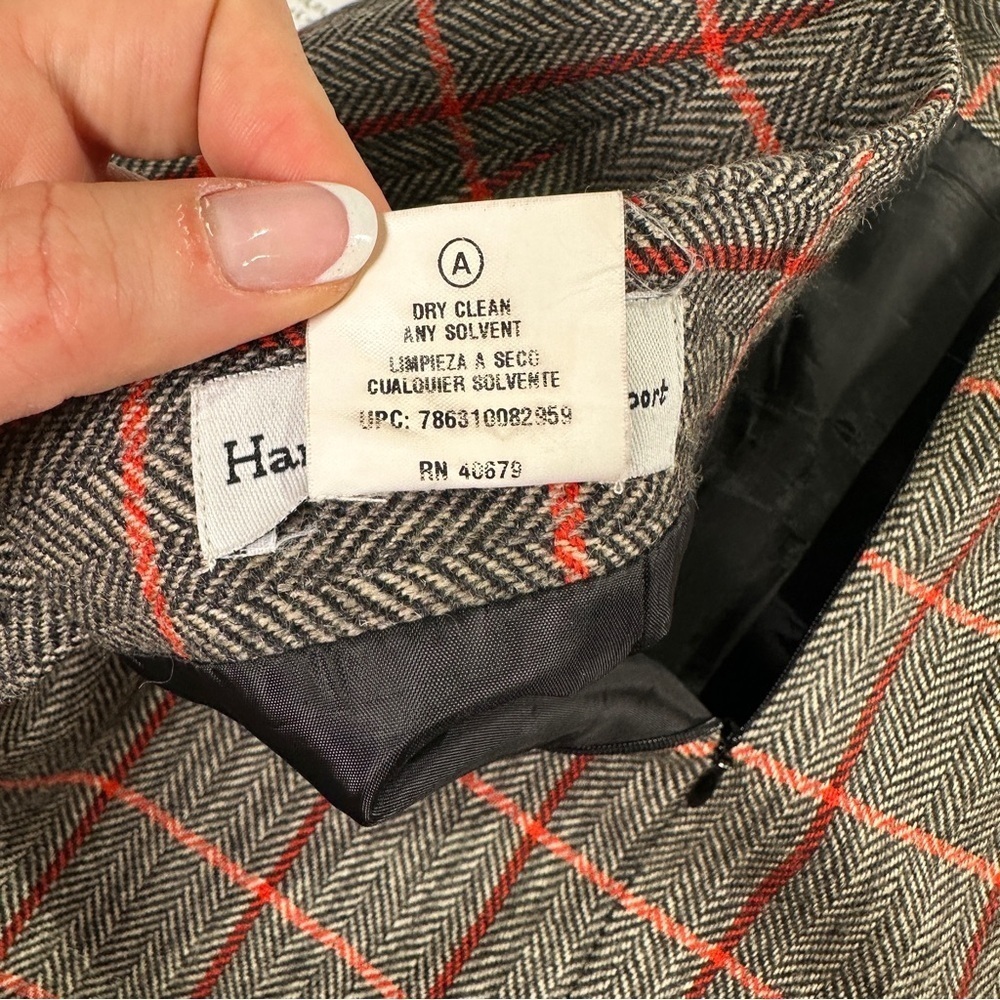 Harvé Benard Sport workwear wool pencil skirt herringbone windowpane size 12 - Picture 9 of 10